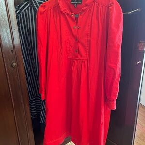 Pomander Place Bright Red Button-Front Tunic